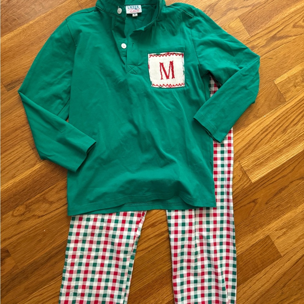 Festive Green and Red Set with Polo Top